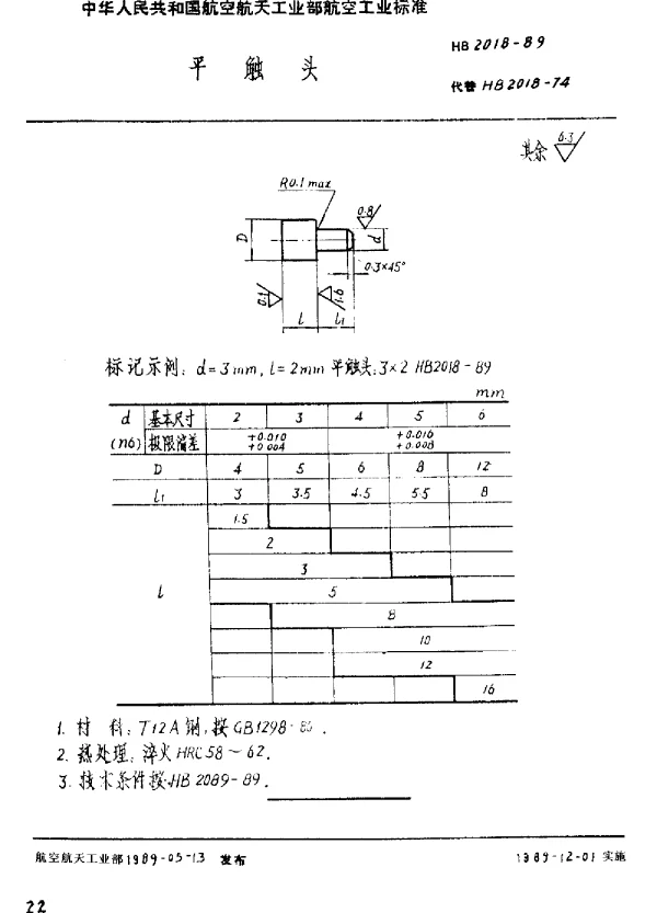 HB 2018-1989 平触头