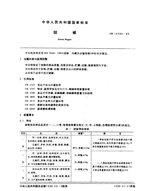 GB 10594-1989 甜椒