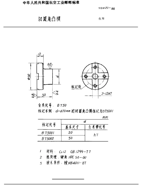 HB 4120-1988 切圆角凸模