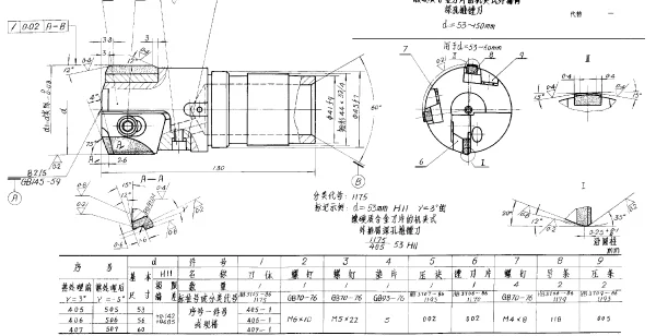 HB 3705-1986 镶硬质合金刀片的机夹式外排屑深孔推镗刀 d=53~150mm