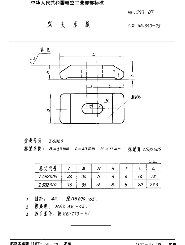 HB 1593-1987 双头压板