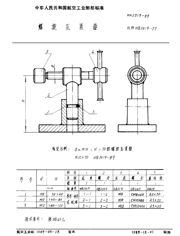 HB 2519-1989 螺旋压紧器
