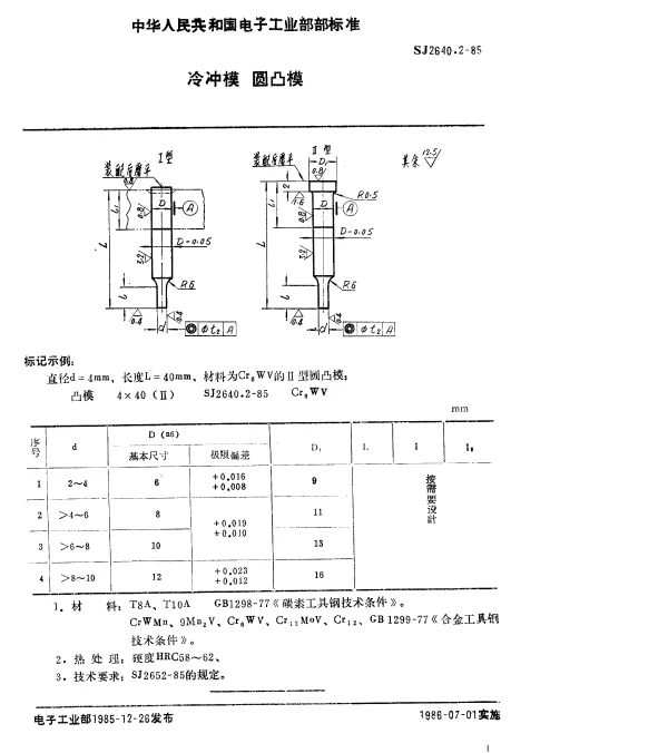 SJ 2640.2-1985 冷冲模.圆凸模