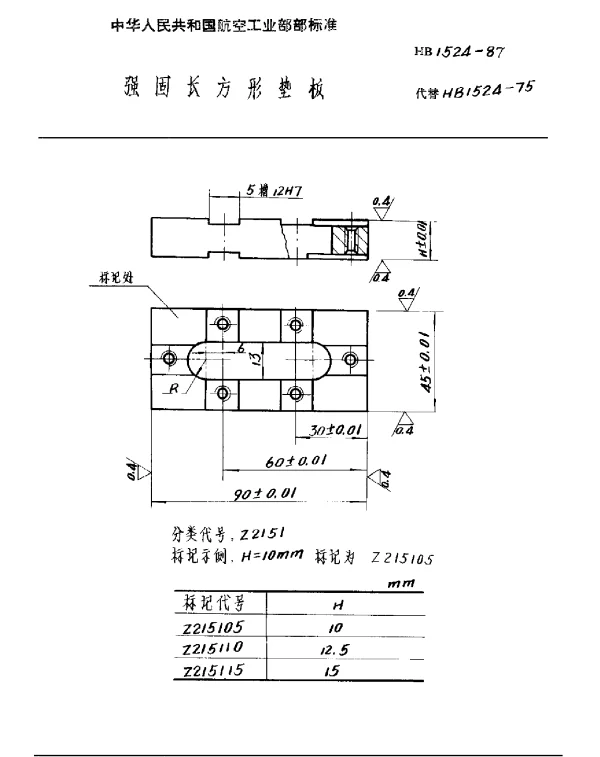 HB 1524-1987 强固长方形垫板