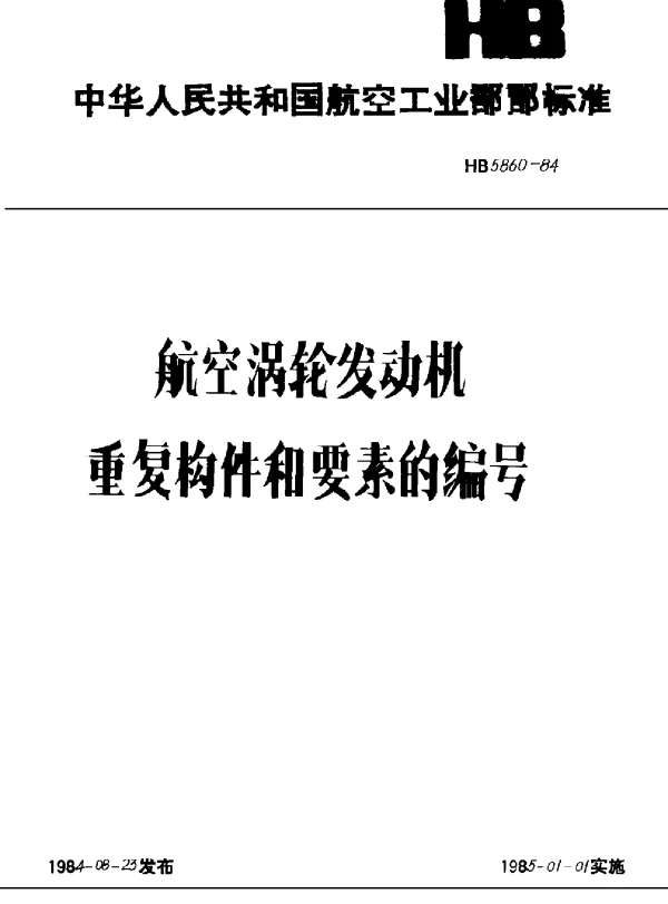 HB 5860-1984 航空涡轮发动机重复构件和要素的编号