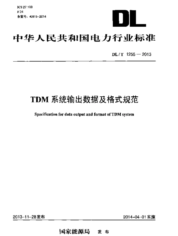 DLT 1255-2013 TDM系统输出数据及格式规范