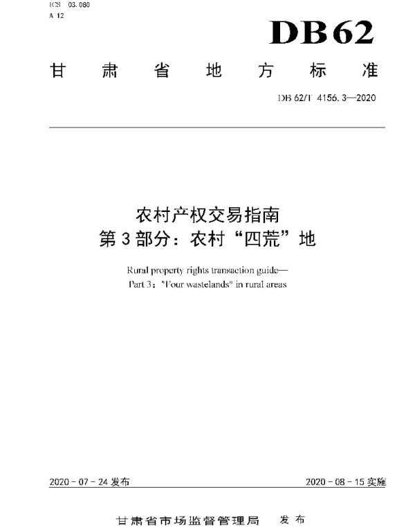 DB62T 4156.3-2020 农村产权交易指南 第3 部分：农村“四荒”地