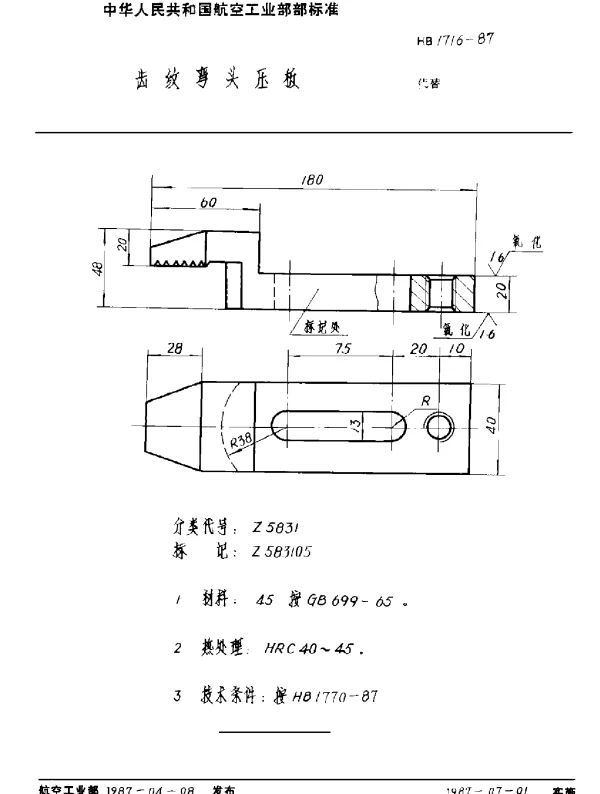 HB 1716-1987 齿纹弯头压板