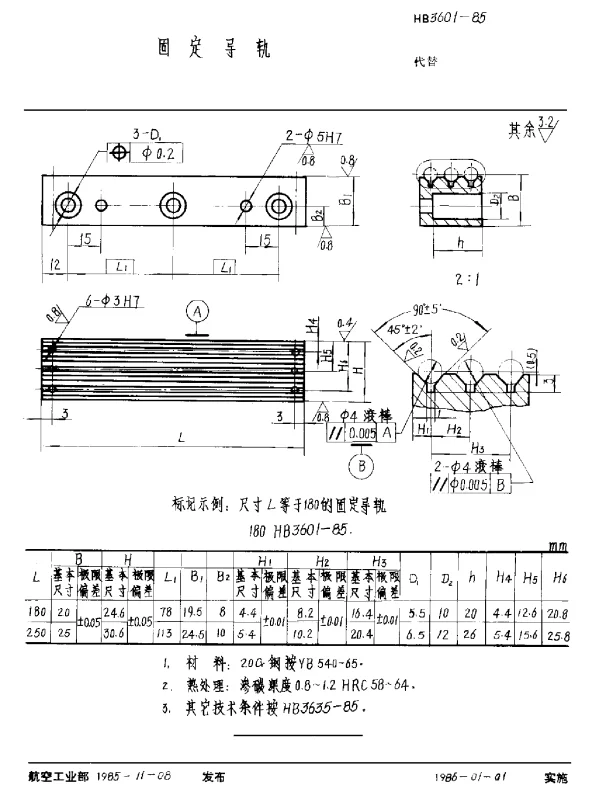 HB 3601-1985 固定导轨
