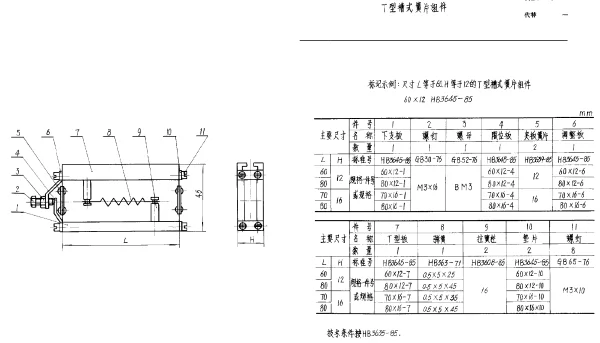 HB 3645-1985 T型槽式簧片组件