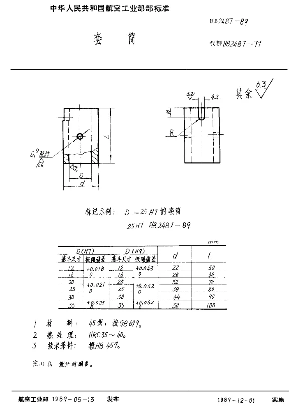 HB 2487-1989 套筒