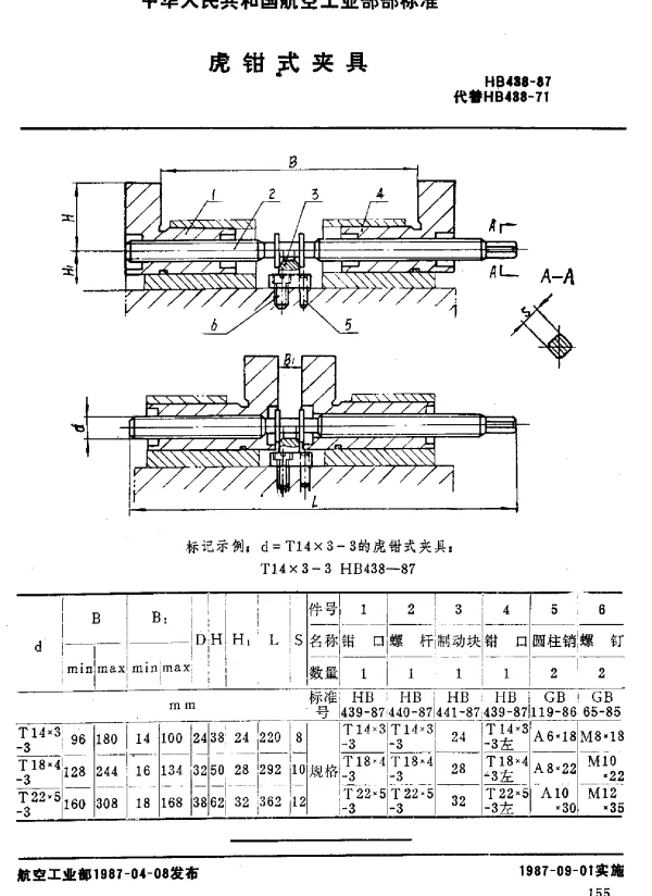 HB 438-1987 虎钳式夹具