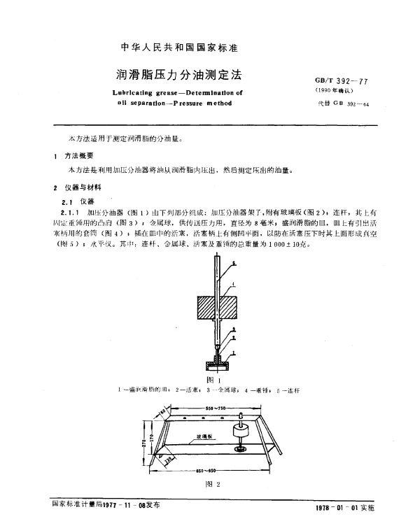 GBT 392-1977(1990) 润滑脂压力分油测定法