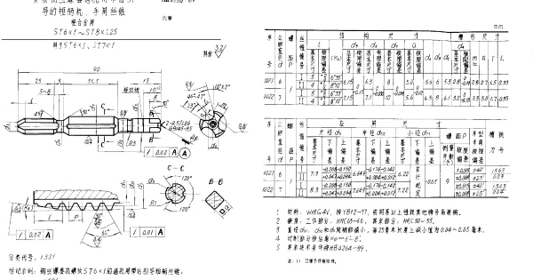 HB 4256-1989 安装钢丝螺套通孔用带后引导的短柄机、手用丝锥 轻合金用 ST6×1~ST8×1.25