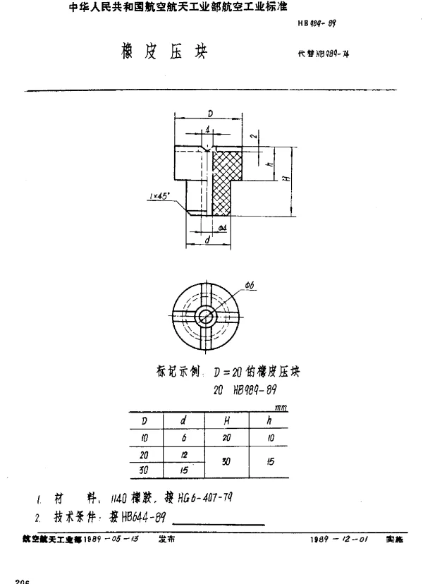 HB 989-1989 橡皮压块