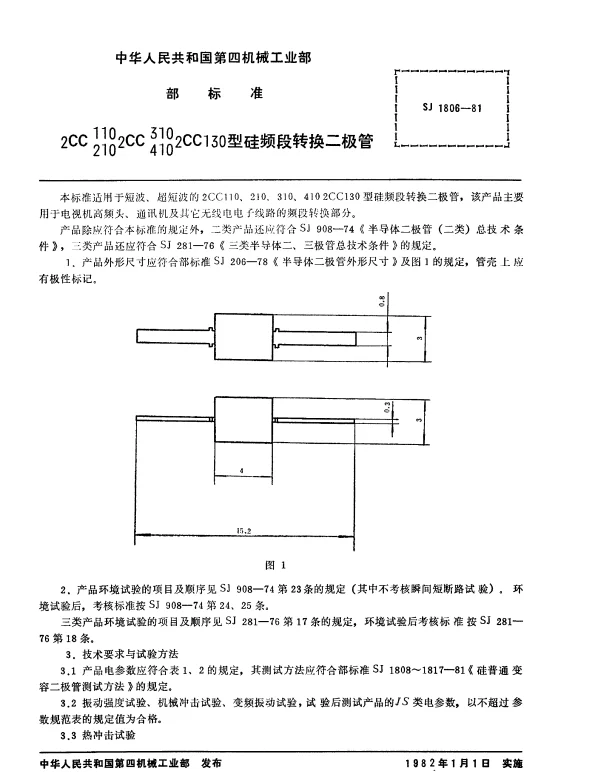 SJ 1806-1981 2CC110、210、2CC310、410、2CC130型硅频段转换二极管