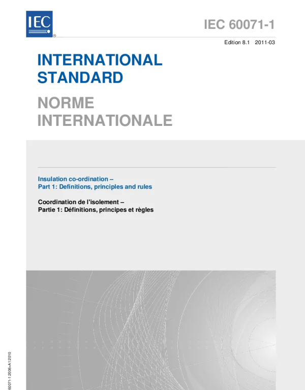 IEC 60071-1-2011 Insulation co-ordination - Part 1 Definitions principles and rules