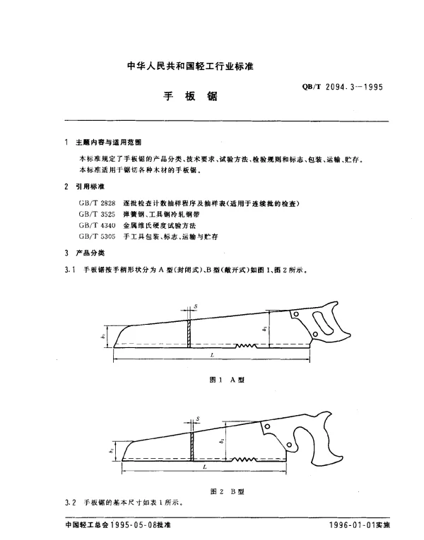 QBT 2094.3-1995 木工锯.手板锯