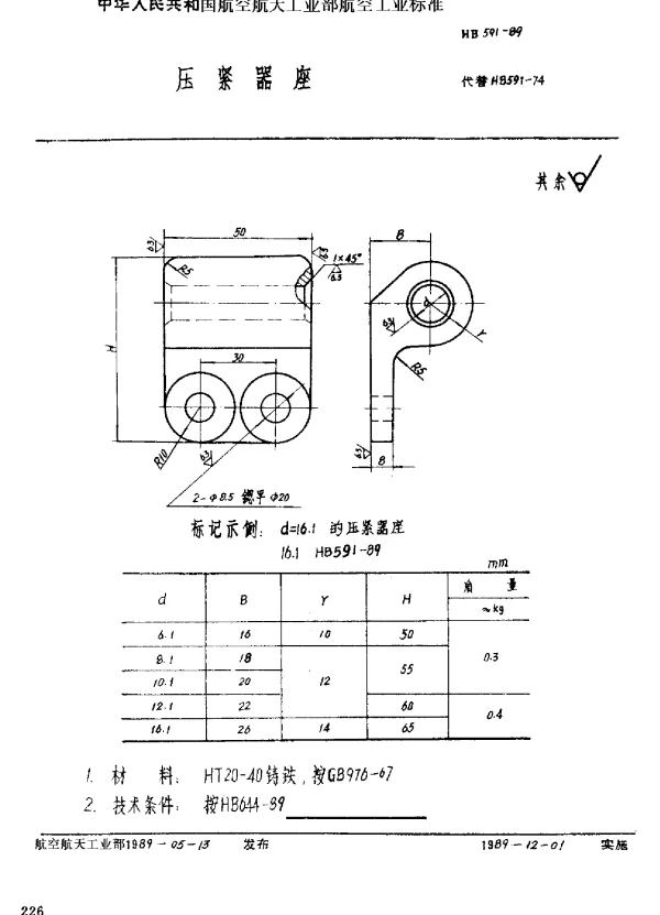 HB 591-1989 压紧器座