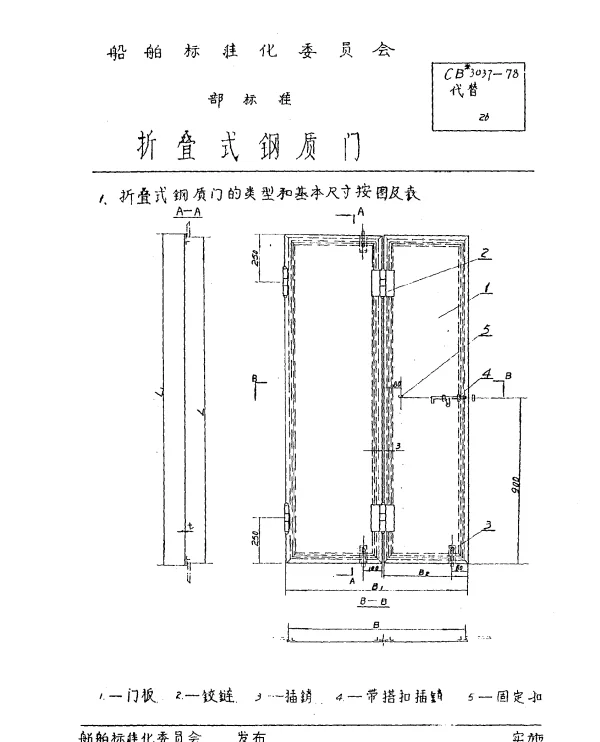 CB 3037-1978 折叠式钢质门