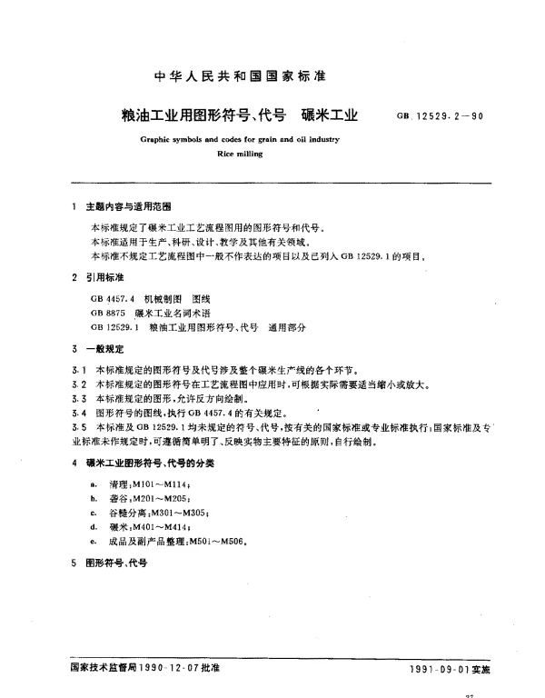 GB 12529.2-1990 粮油工业用图形符号、代号 碾米工业