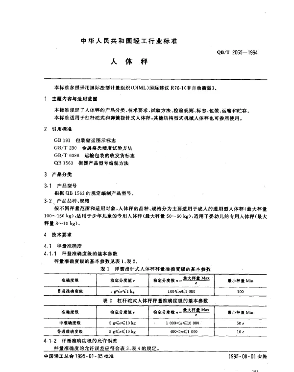 QBT 2065-1994 人体秤