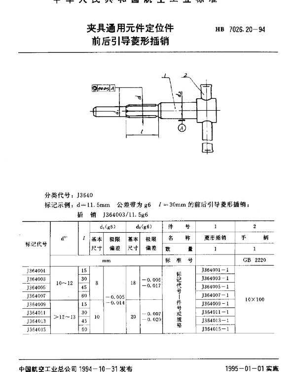 HB 7026.20-1994 夹具通用元件定位件.前后引导菱形插销