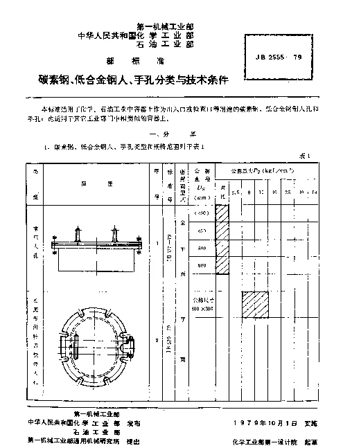 JB 2555-1979 碳素钢、低合金钢人、手孔分类与技术条件