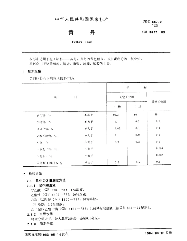GB 3677-1983 黄丹
