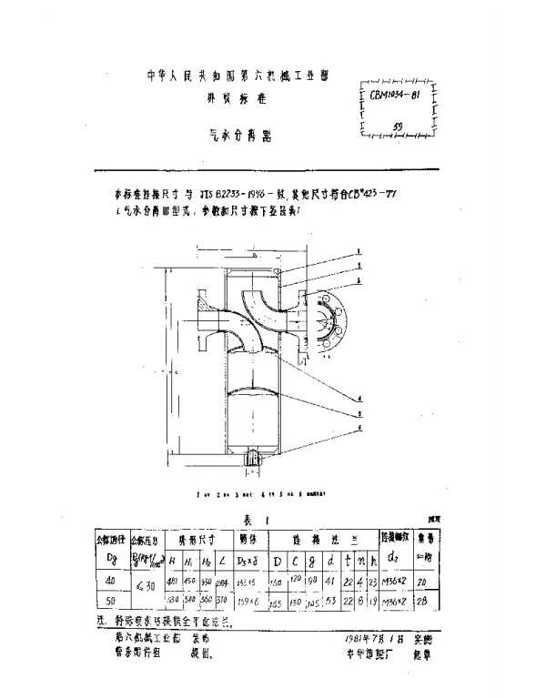 CBM 1034-1981 气水分离器