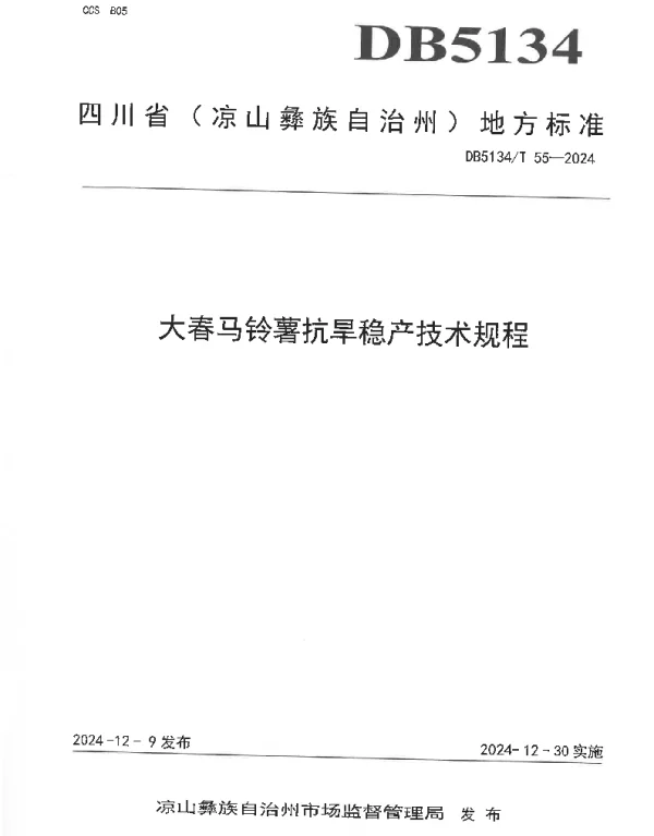 DB5134T 55-2024 大春马铃薯抗旱稳产技术规程