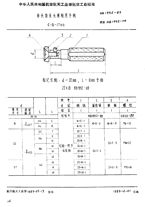 HB 1992-1989 单头套量头塞规用手柄.d=16~27mm