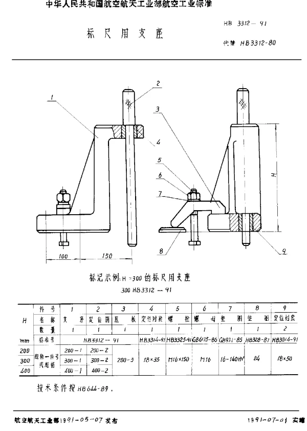 HB 3312-1991 标尺用支座