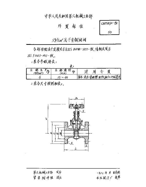 CBM 1090-1981 5kgfcm2法兰青铜闸阀