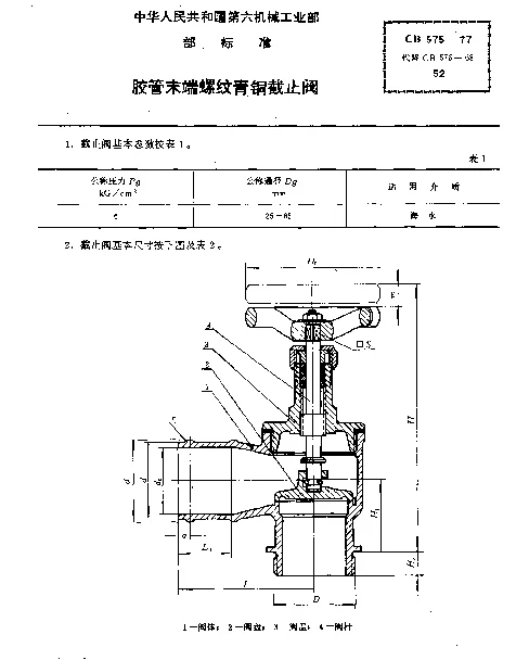 CB 575-1977 胶管末端螺纹青铜截止阀