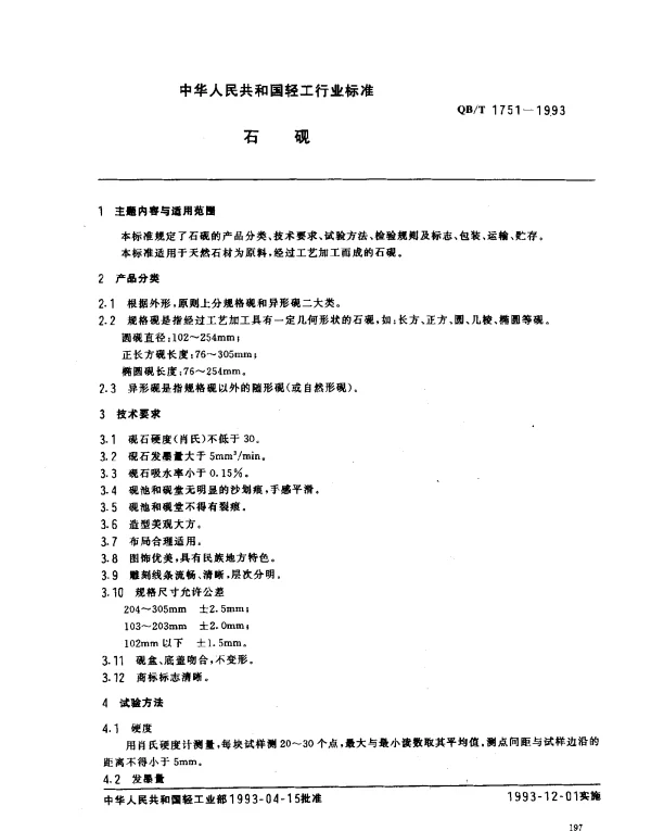 QBT 1751-1993 石砚