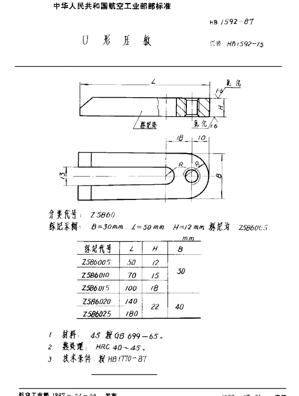 HB 1592-1987 U形压板