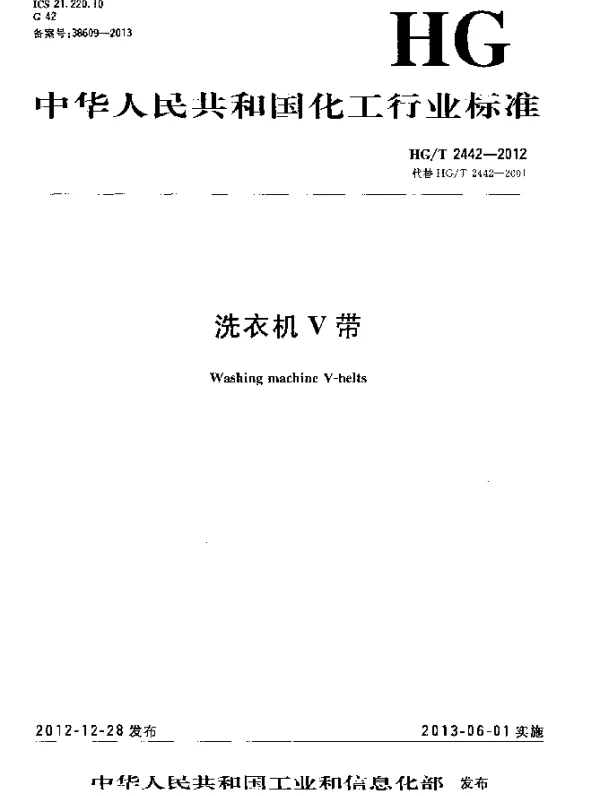 HGT 2442-2012 洗衣机V带
