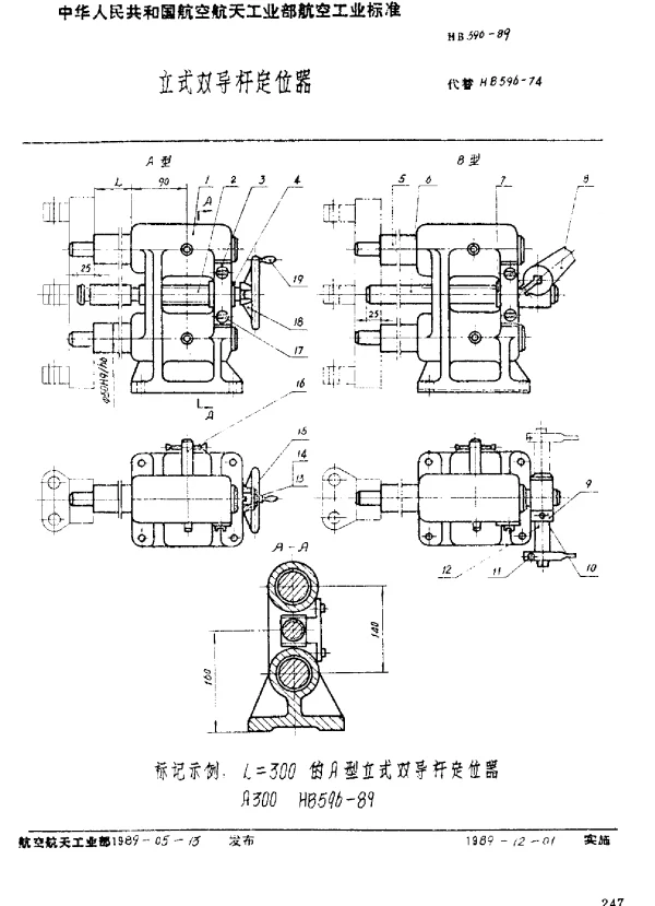 HB 596-1989 立式双导杆定位器