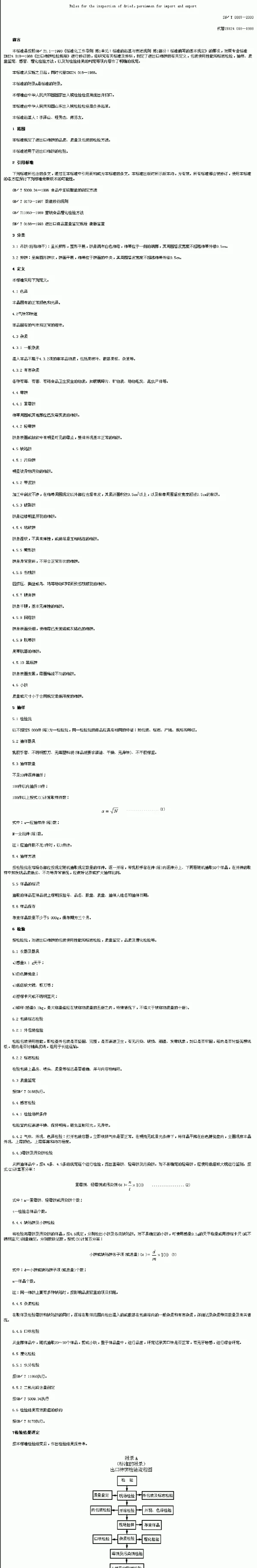 SNT 0887-2000 进出口柿饼检验规程