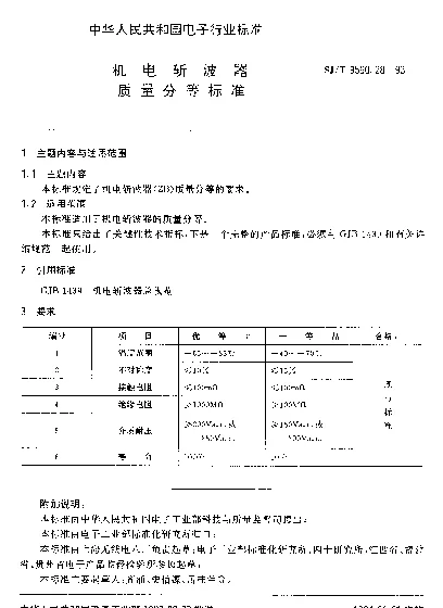 SJT 9560.28-1993 机电斩波器质量分等标准