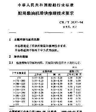 CBT 3537-1994 船用柴油机滑块修理技术要求