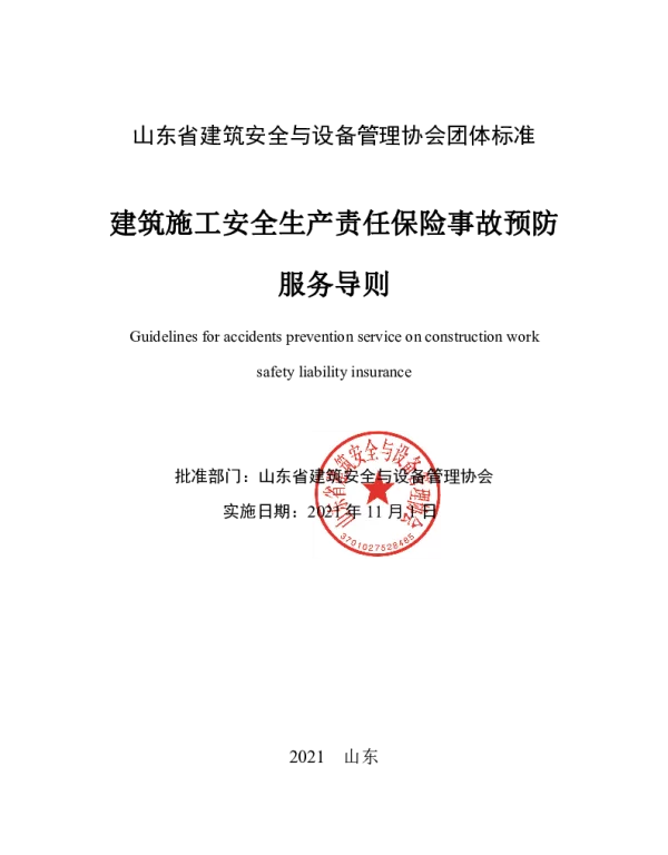 TSDJSXH 02-2021 建筑施工安全生产责任保险事故预防服务导则