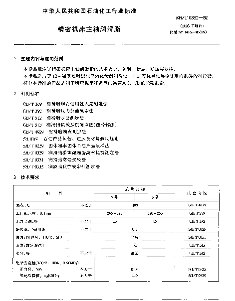 SHT 0382-1992 精密机床主轴润滑脂