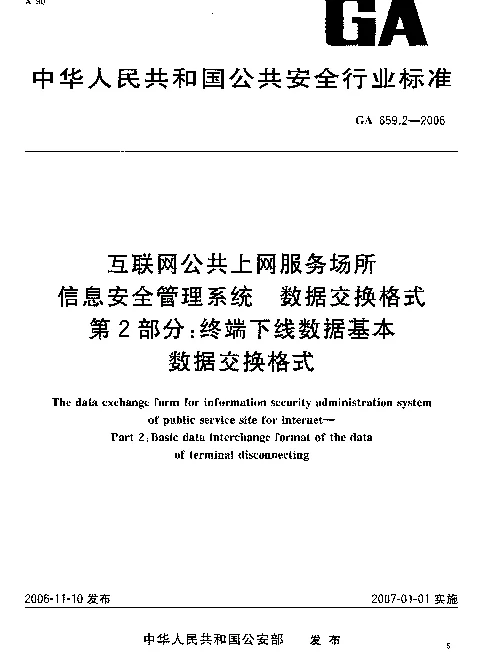 GA 659.2-2006 互联网公共上网服务场所信息安全管理系统.数据交换格式.第2部分：终端下线数据基本数据交换格式
