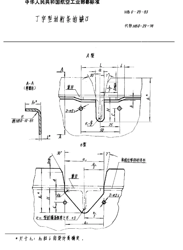 HB 0-29-1983 丁字型材桁条的缺口