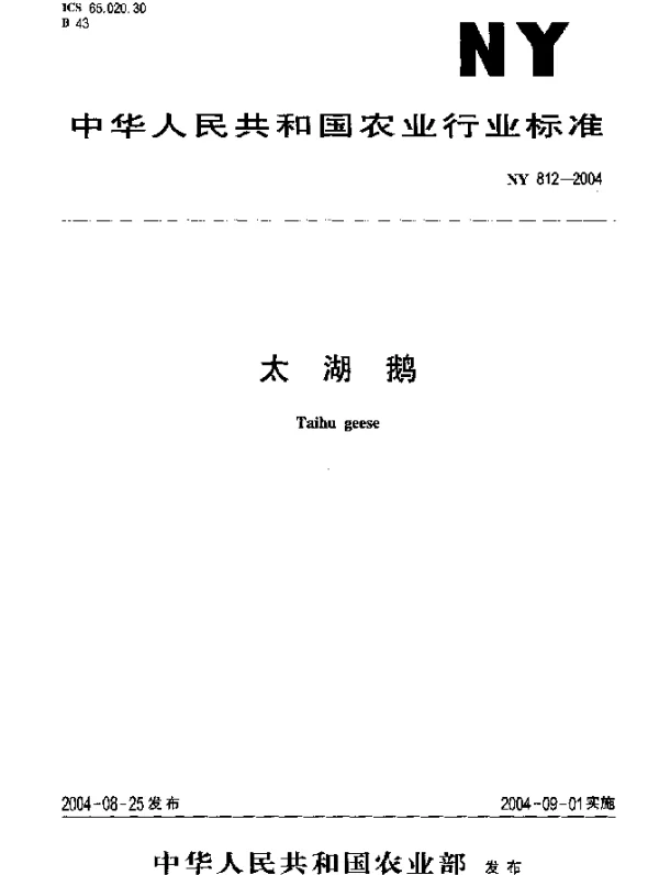 NY 812-2004 太湖鹅