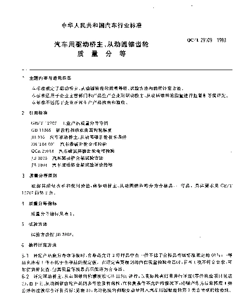 QCT 29109-1993 汽车用驱动桥主、从动圆锥齿轮质量分等