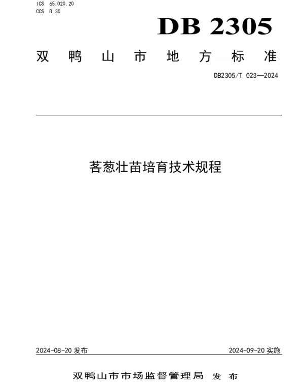 DB2305T 023-2024 茖葱壮苗培育技术规程
