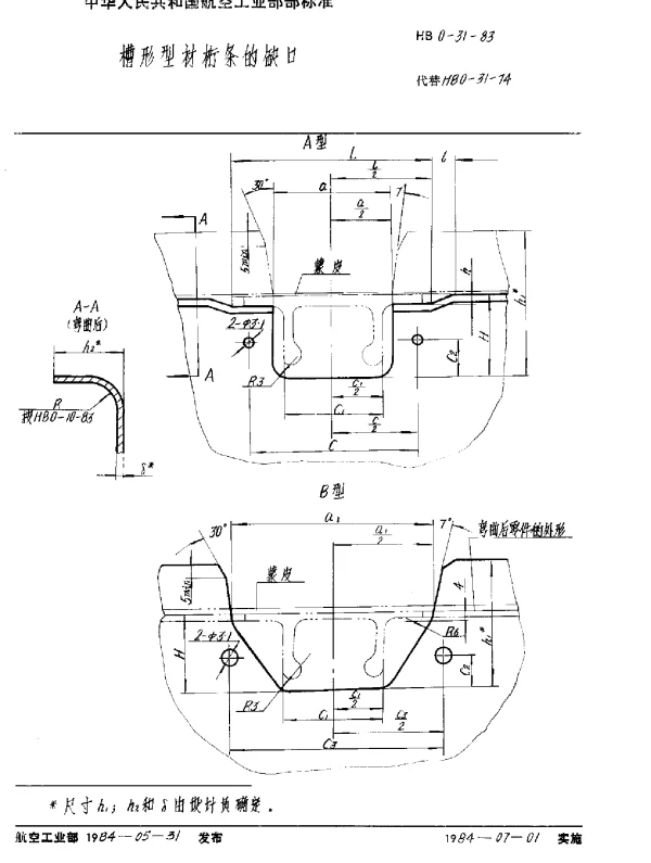 HB 0-31-1983 槽形型材桁条的缺口